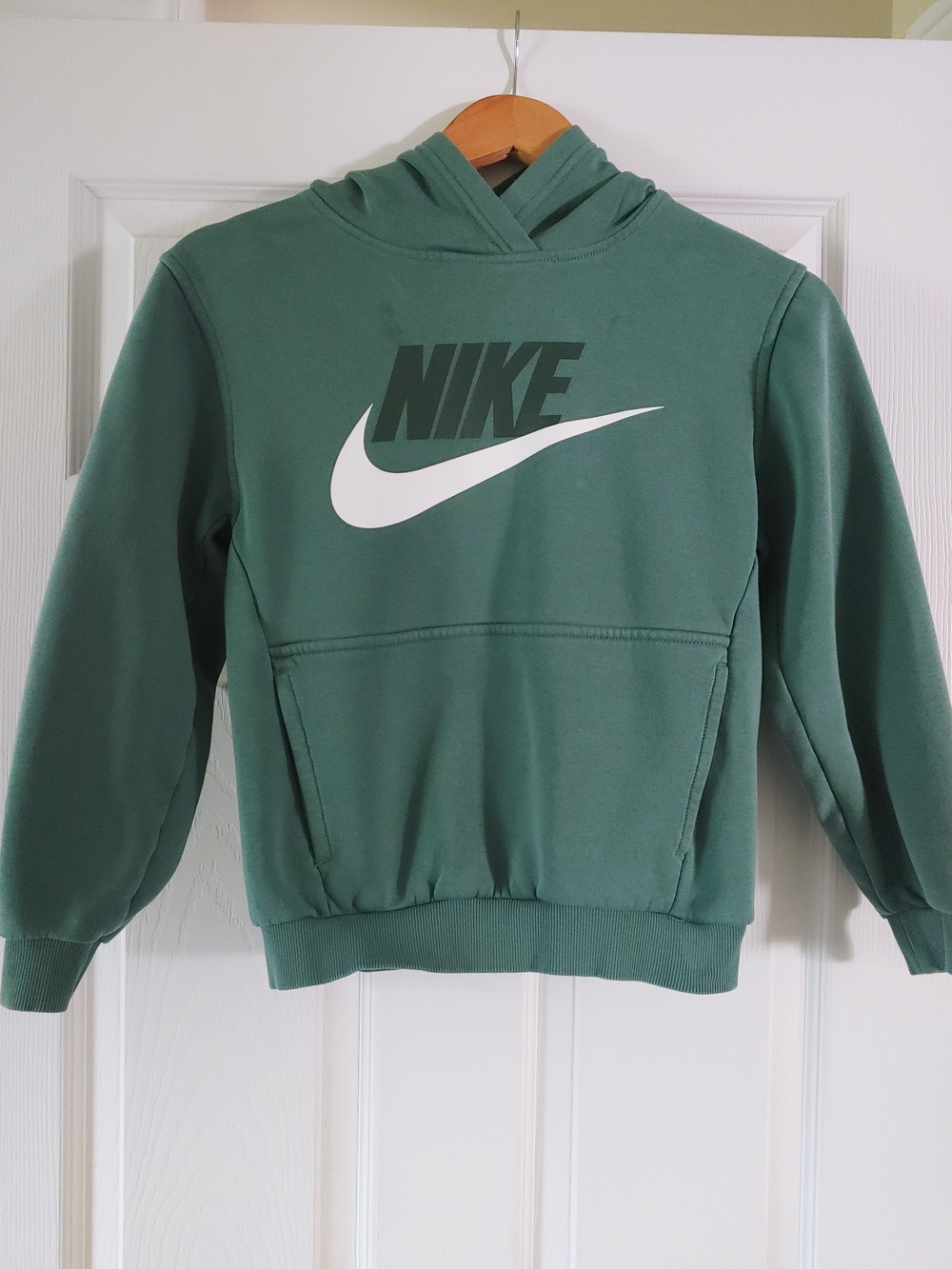 Nike Green Hoodie with White Swoosh and Dark Green Logo